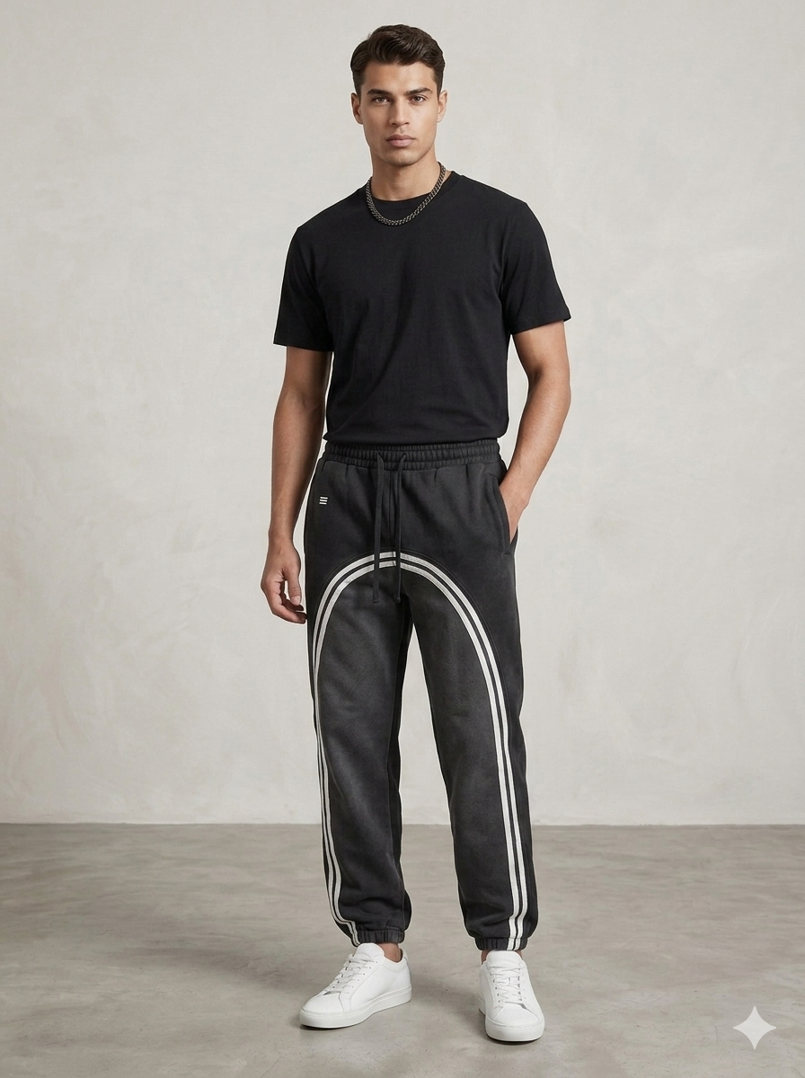 Sun Fade Contrast Tape Fleece Jogged Sweatpants