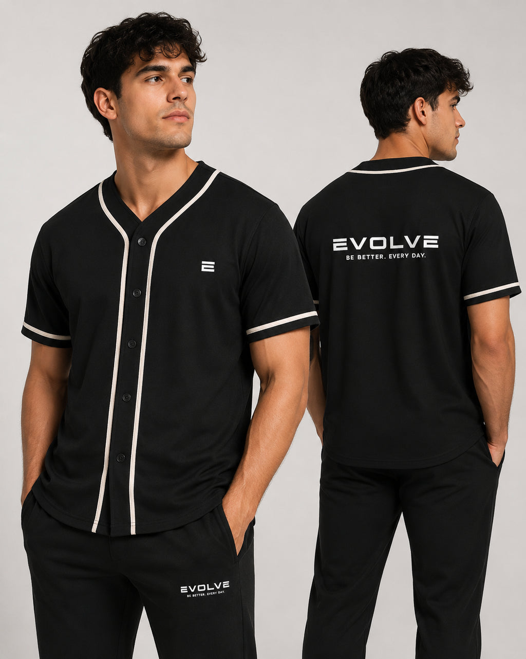 Contrast Piped Button-Up Jersey
