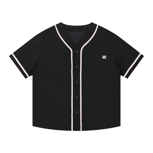 Contrast Piped Button-Up Jersey